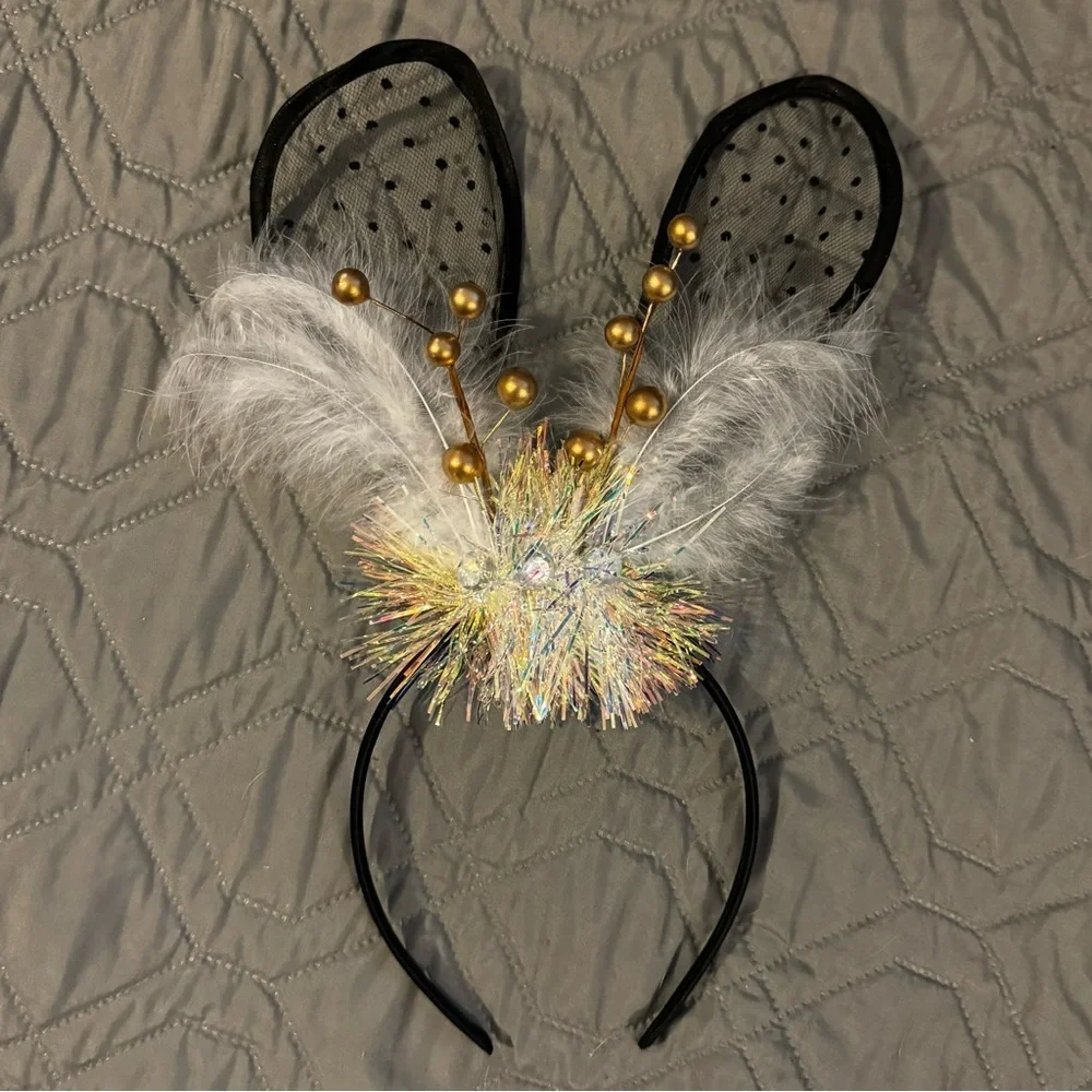 Black Lace Easter Bunny Ears - Rabbit Ears, Handmade Headpiece, Easter Headpiece